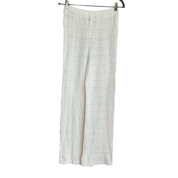 L*Space Crochet Knit Pant White Medium Wide Leg Coverup Sheer Marabella $165 NEW - Picture 7 of 8